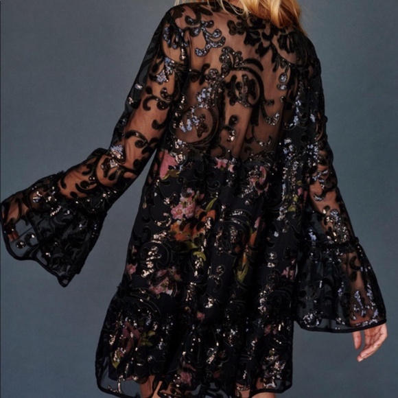 Free People Falling Flowers Frock Floral & Sequins Dress Medium - Picture 3 of 16